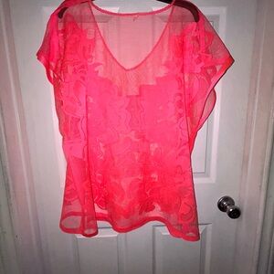 wild fable Neon Pink Mesh Swim Coverup